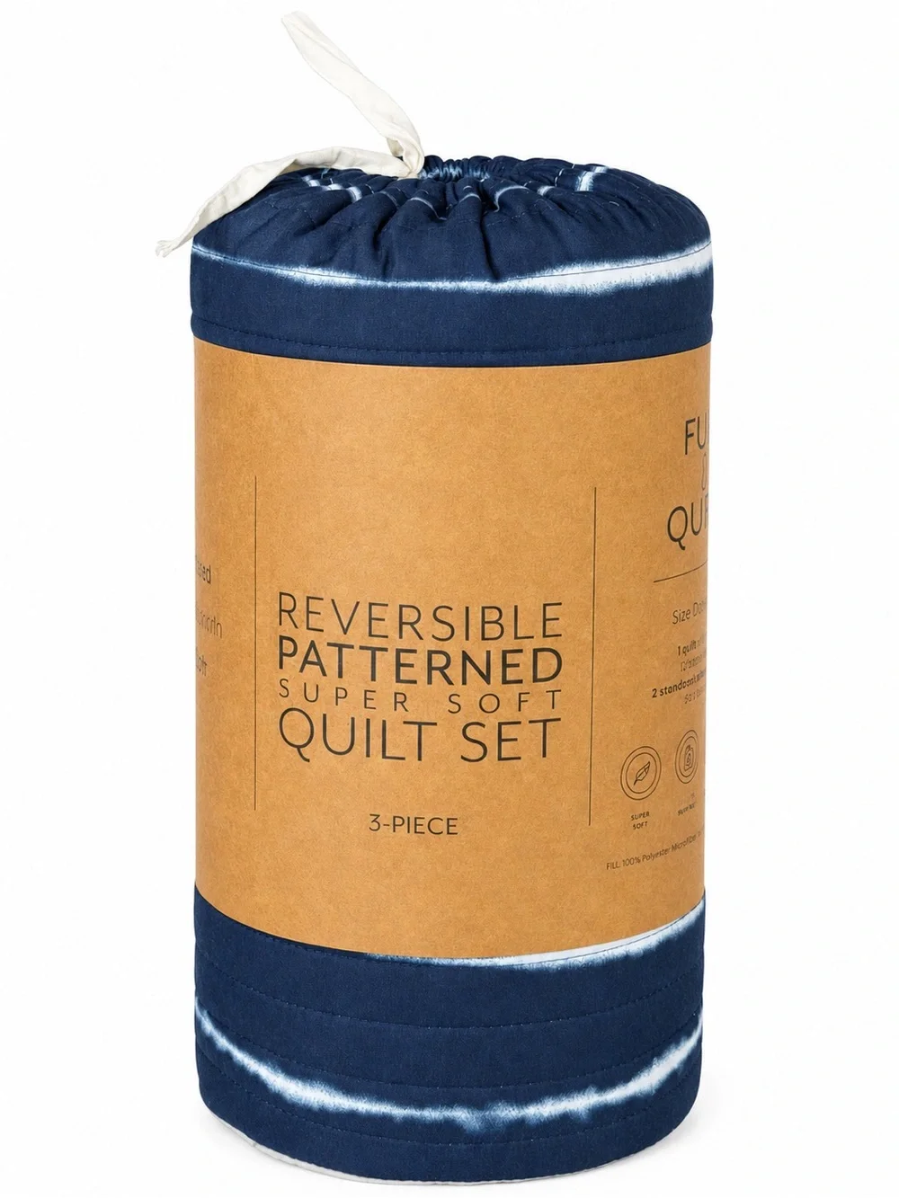 Full/Queen Reversible Patterned Quilt Set 3 Piece